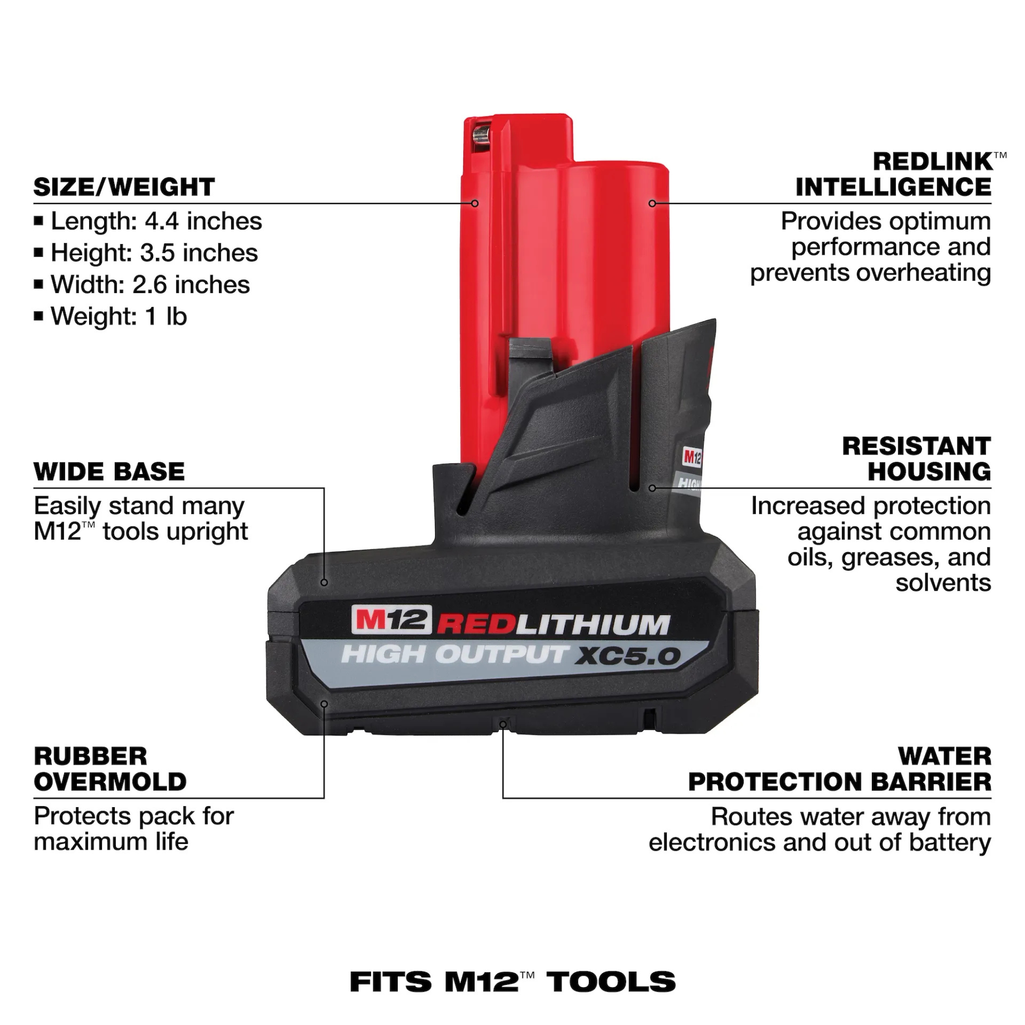 Milwaukee M12 REDLITHIUM HIGH OUTPUT XC5.0 Battery Pack from Columbia Safety
